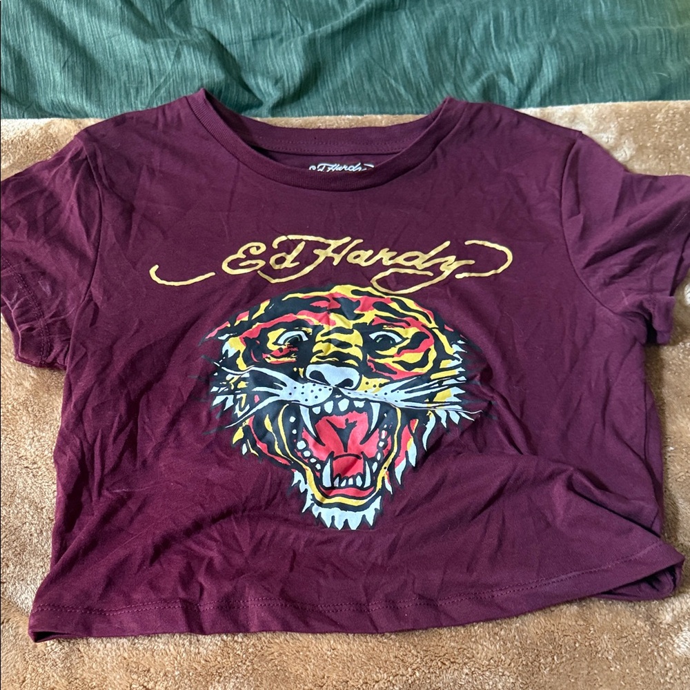 Ed Hardy Maroon Tiger Tee